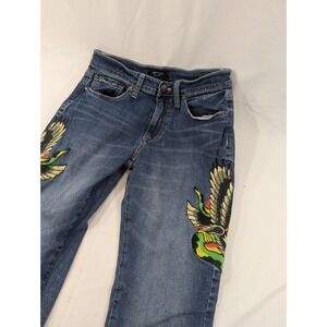 Y2K Vintage Ed Hardy Jeans  Eagle Fight Snake 28x31 Embroidered Skinny Women